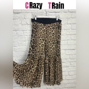 Crazy Train leopard wide leg bell bottom XL